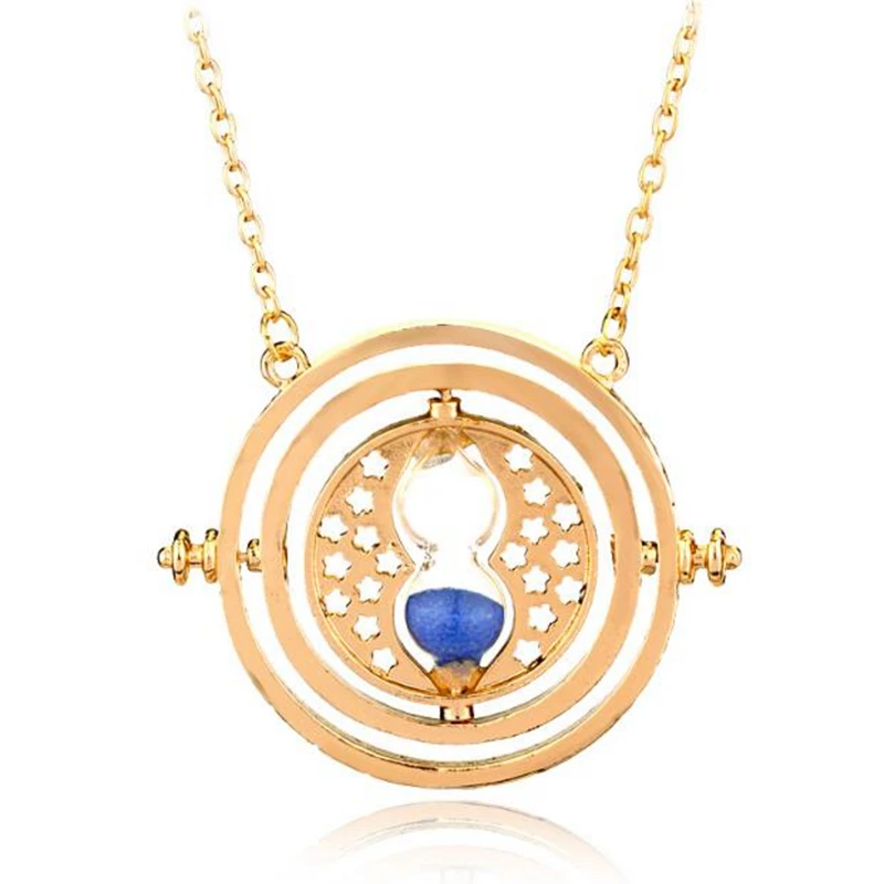 Time Converter Rotation Hourglass Necklace Pendant Vintage Gold Charms Collar Choker Necklace Jewelry Women Accessories  B358