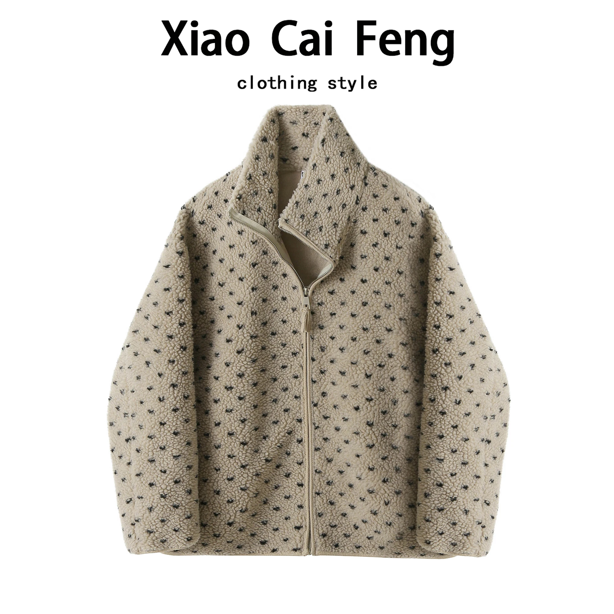 

Thiened Warm Lamb Fur Inteated Jaet Women Winter Clothes Casual Loose Fit Zipper Closure Faionable Cotton Coat