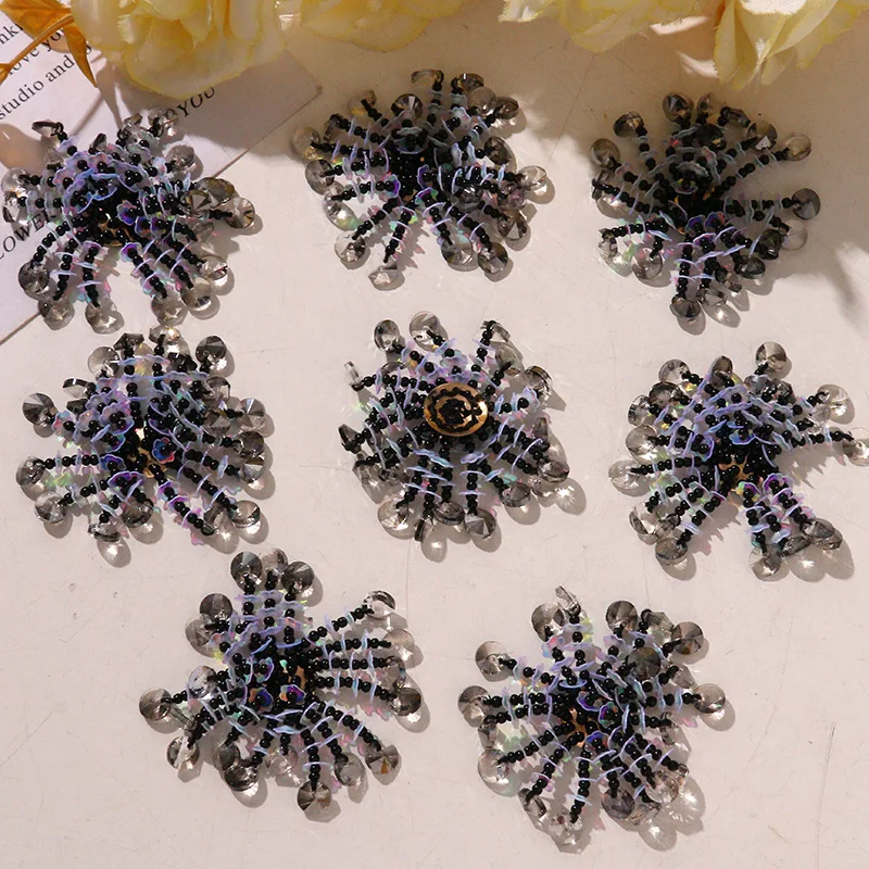 Shoe Charm 1 Piece Iridescent Glass Seed Bead Tassel Floral Crystal Cluster Gothic Sweet Punk DIY Decor for Clear Crystal Clogs