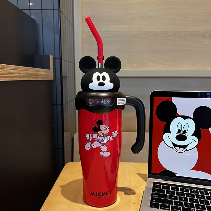 MINISO Disney Cartoon Printed Large Capacity Insulated Cup Strawberry Bear Children'S Water Cup Stainless Steel Cup With Handle