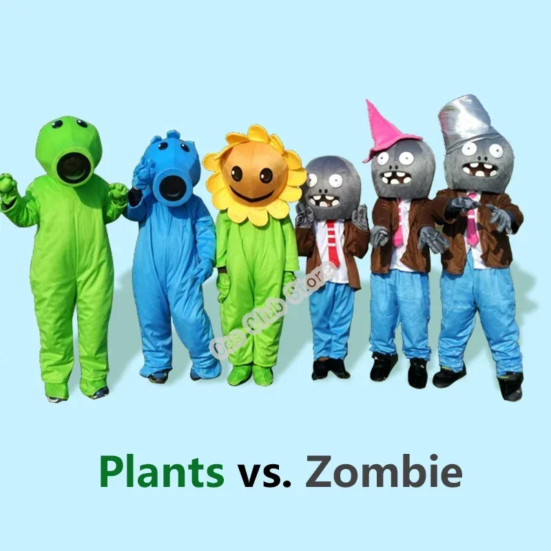 

ZA01 Game Plants vs. Zombie Cosplay Costume Adult And Child Zombie Sunflower And Pea Shooter Costume Suit For Halloween And 1Lm@