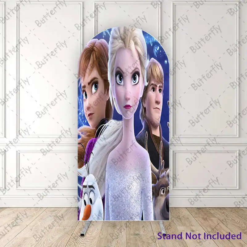 

Reindeer Olaf Sven Elsa Princess Anna Frozen Cartoon Disney Arch Photo Backdrop Cover Girls Birthday Party Background Decoration