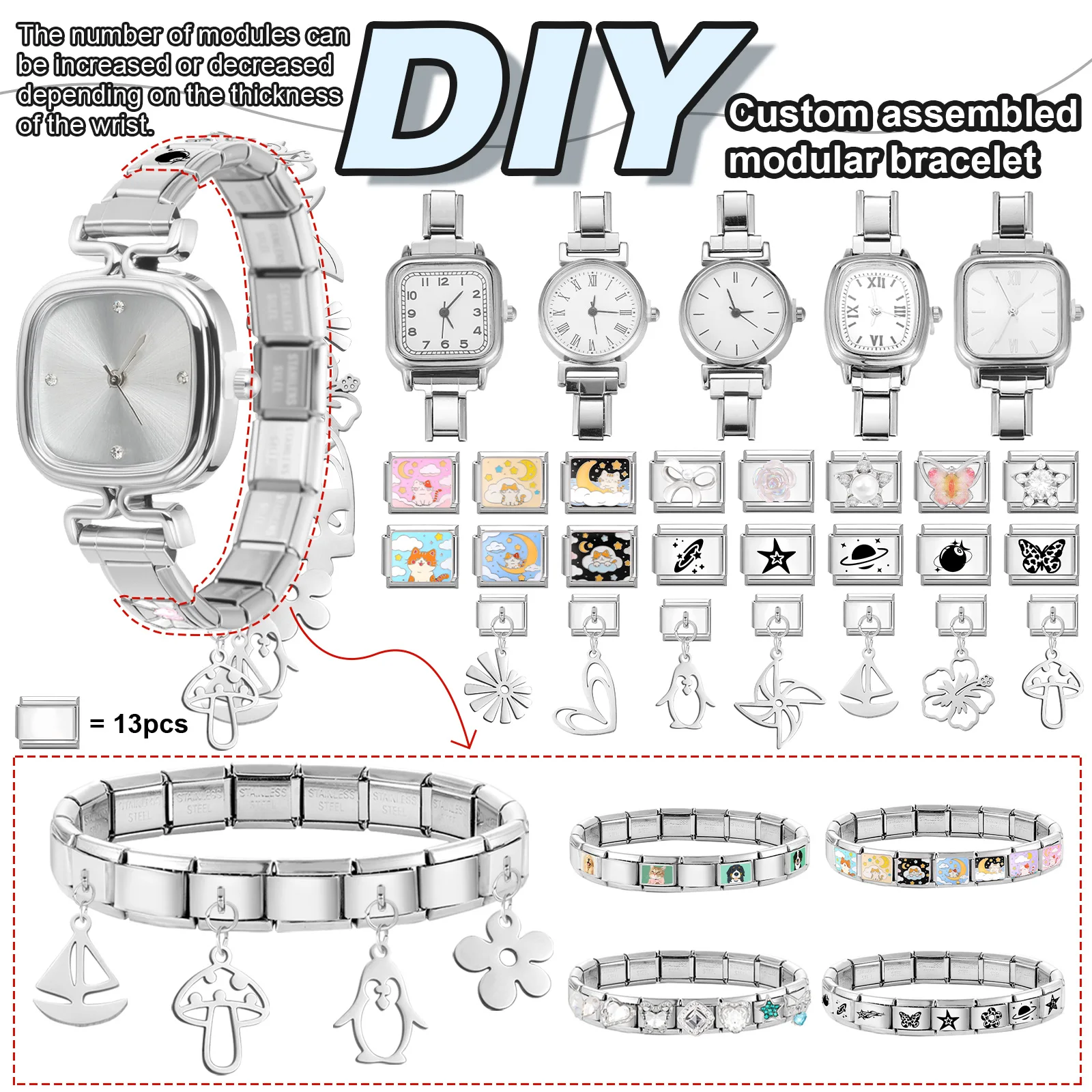 ファッション時計コネクタステンレス鋼フィット 9 ミリメート - Jewelry Type Watches のレビューと価格