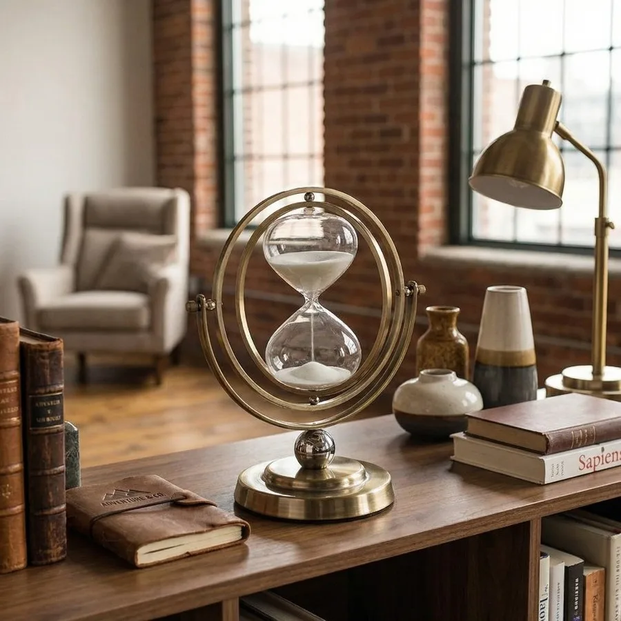 Rotating Hourglass Aesthetic Sand Clock Vintage Globe Sandglass Shower Timer Sand Watch Luxury Room Decoration Table Accessoies