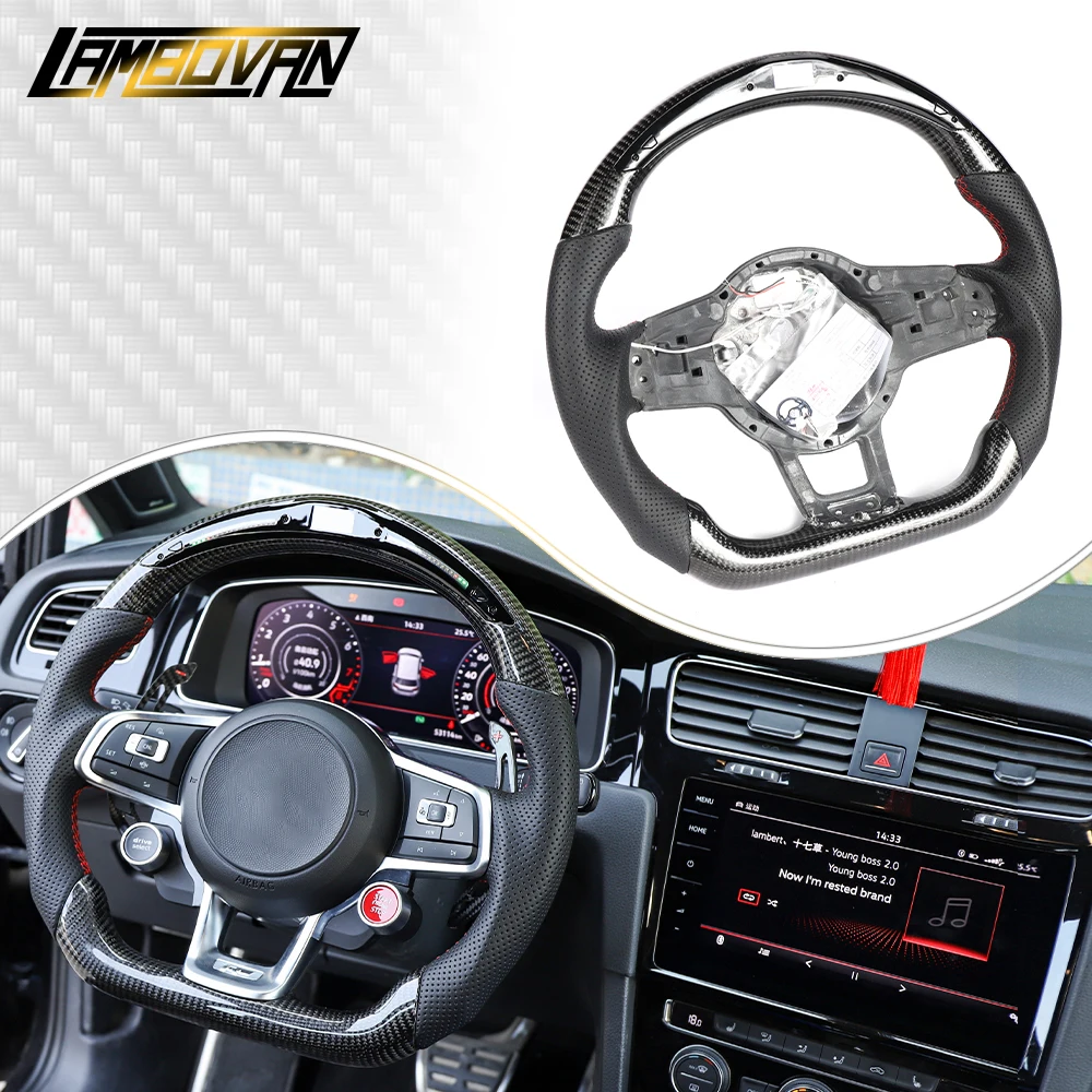 LED Carbon Fiber Steering Wheel Parts Fit for Volkswagen VW Polo Scirocco Golf MK7 MK7.5 GTI GTD GTE GTS R R-line DSG TSI TDI