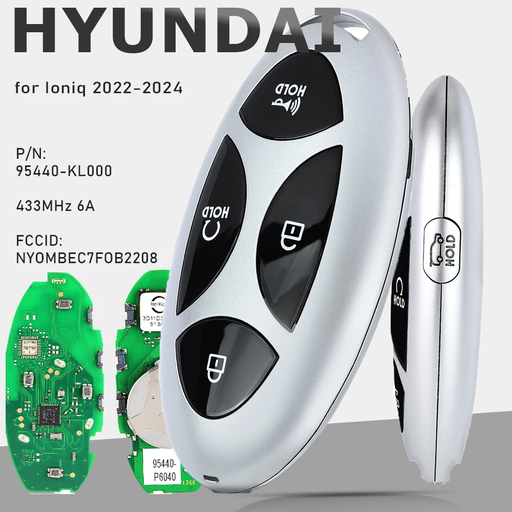 KEYECU 95440-KL000, NYOMBEC7FOB2208 433MHZ 6A Chave remota inteligente para Hyundai Ioniq 2022 2023 2024