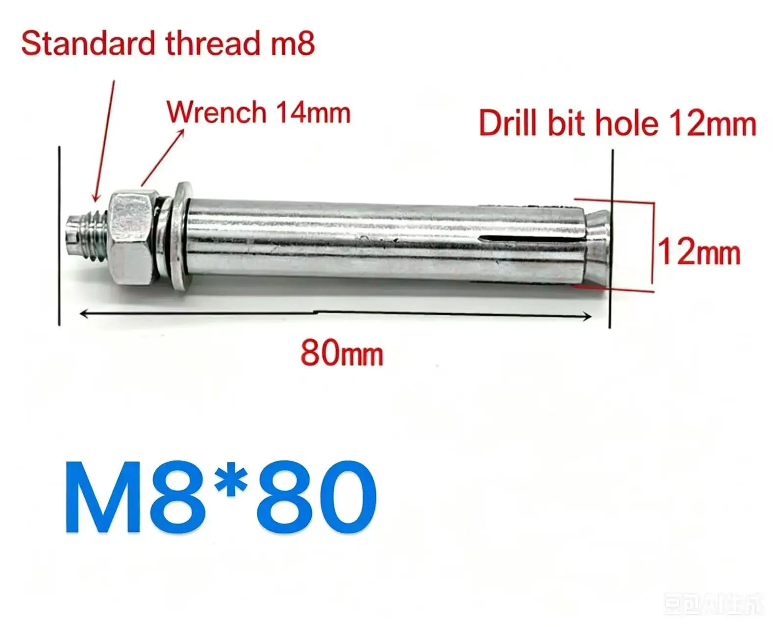 M8*80 Hex Expansion Anchor Bolt, Multiple Package Options, Retail & Wholesale, for Concrete Brick Wall Mounting Fixing
