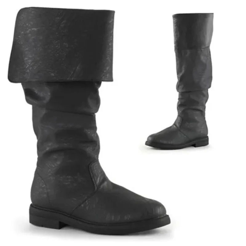 Bottes gothiques en cuir vintage pour hommes, chevalier médiéval, prince, cosplay, rétro, punk, Halloween, carnaval, scène, accessoires de fête, chaussures, onze