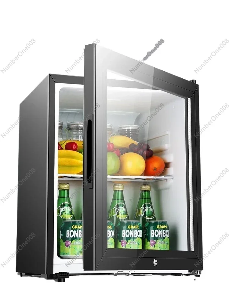 SAST SAST Refrigerated Fresh Cabinet Transparent Glass Door Ice Bar Freezer with Lock Office Household Hotel Mini Refrigerator