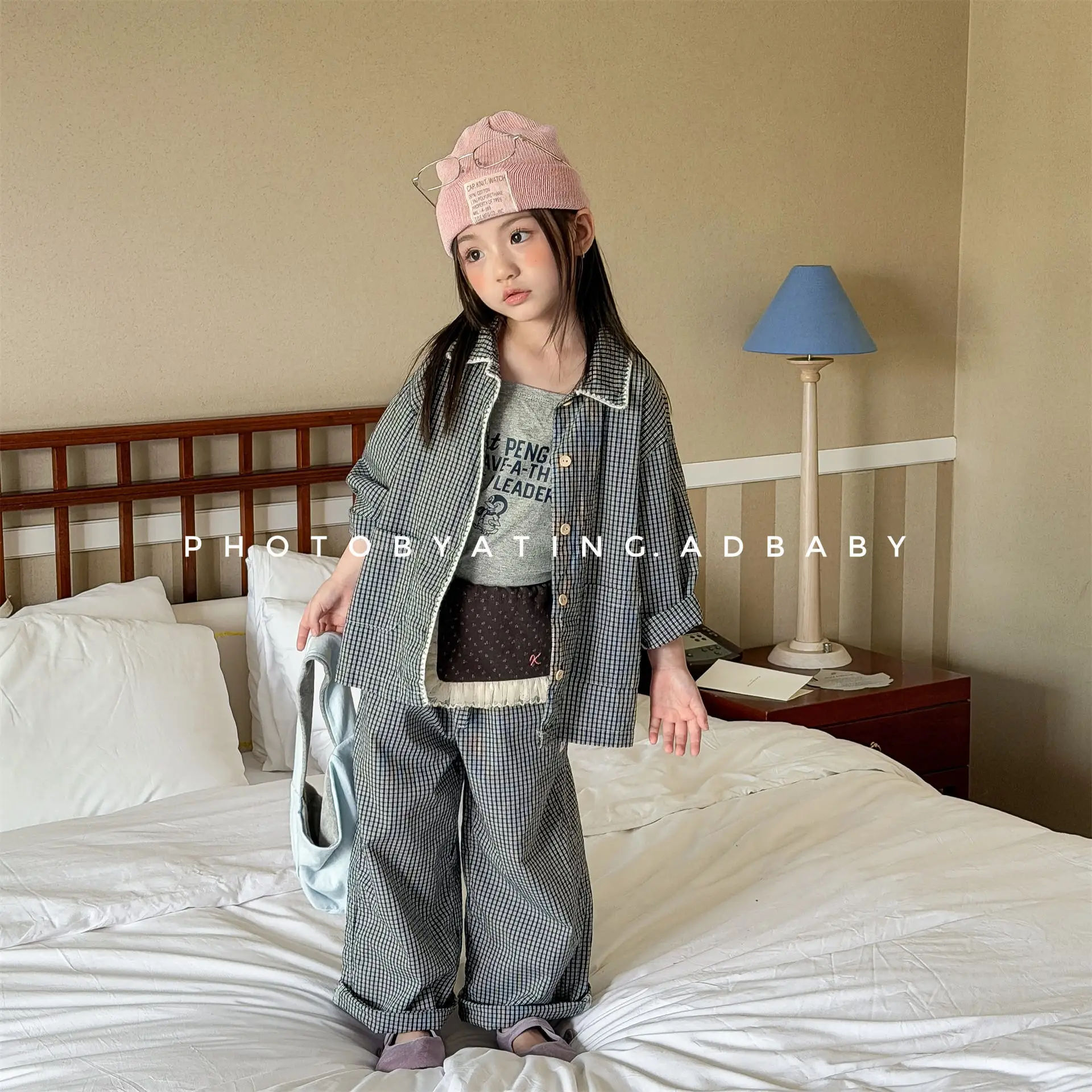 2026 Kids Set Korean Style Girls' Spring Shirts & Pants Boys' Pajama Two-Piece Outfit Children's Sleepwear Toddler Home Wear