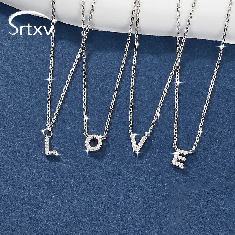 

Real S925 Sterling Silver 1cm 26 Letter 5A Zircon Pendant Necklace for Women Grils Adjustable Name Chain Jewelry Couple Gifts