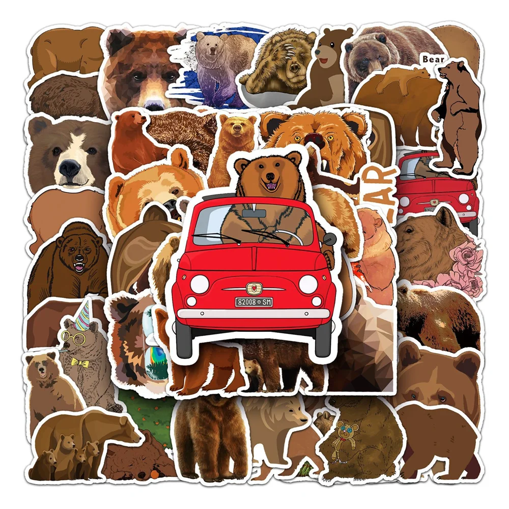 

50pcs Cartoon Brown Bear Stickers For Ipad Laptop Scrapbook Adesivos Craft Supplies Animal Sticker Pack Scrapbooking Material