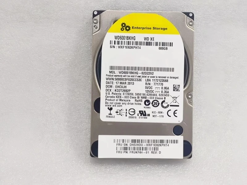 

For WD XE WD6001BKHG-02D22V2 600G 10K 2.5 SAS Hard Drive Used