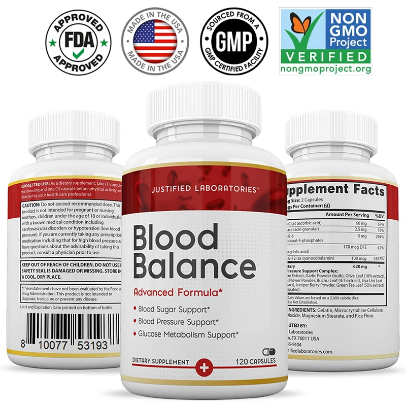 Blood Balance Advanced Formula All Natural Cardiovascular System Supplement Glucose Metabolism, Botanical & Vitamin Supplement