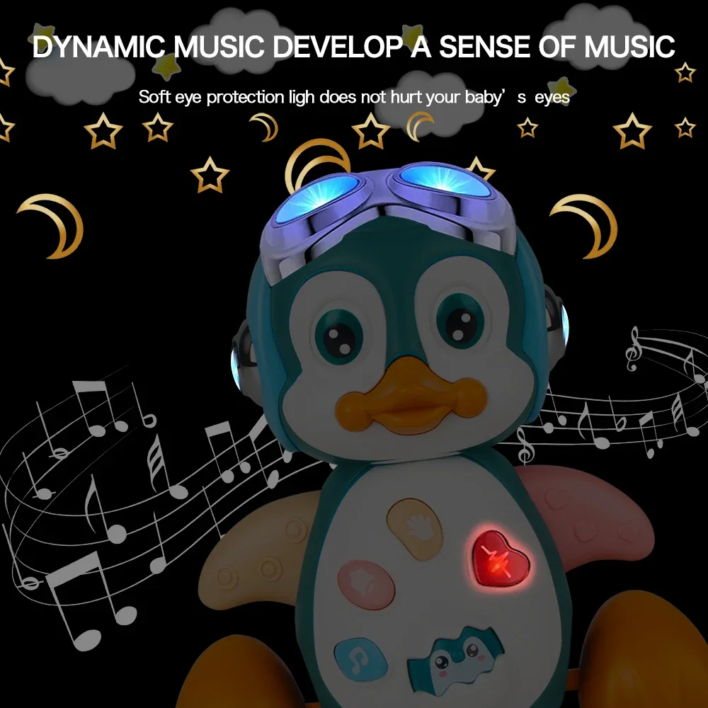 เด็กคลานของเล่นดนตรีเพนกวินทารกย้ายเดินเต้นรําของเล่น Light เด็กวัยหัดเดิน Interactive Development Tummy Time ของขวัญ