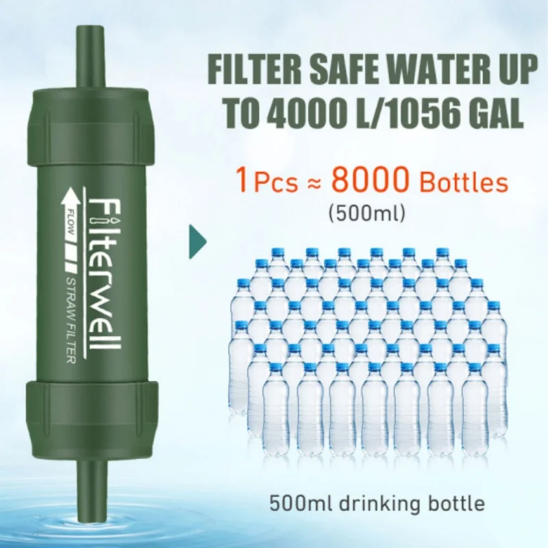 Outdoor Mini Water Filter Straw Camping Purification Portable Hiking Water Purifier for Survival or Emergency Supplies