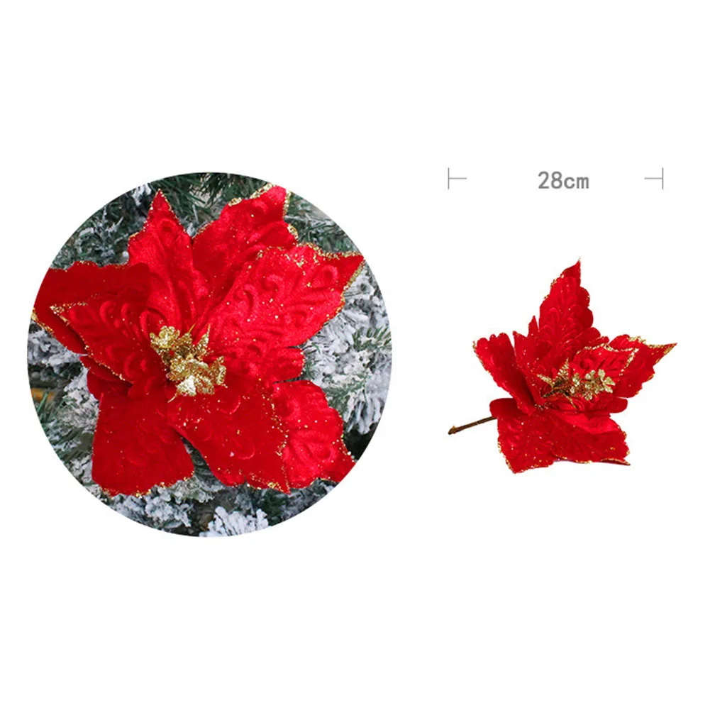 4 قطعة بريق زهور عيد الميلاد الاصطناعية زينة شجرة عيد الميلاد زهرة للمنزل عيد الميلاد نافيداد الحلي ديكور السنة الجديدة #5