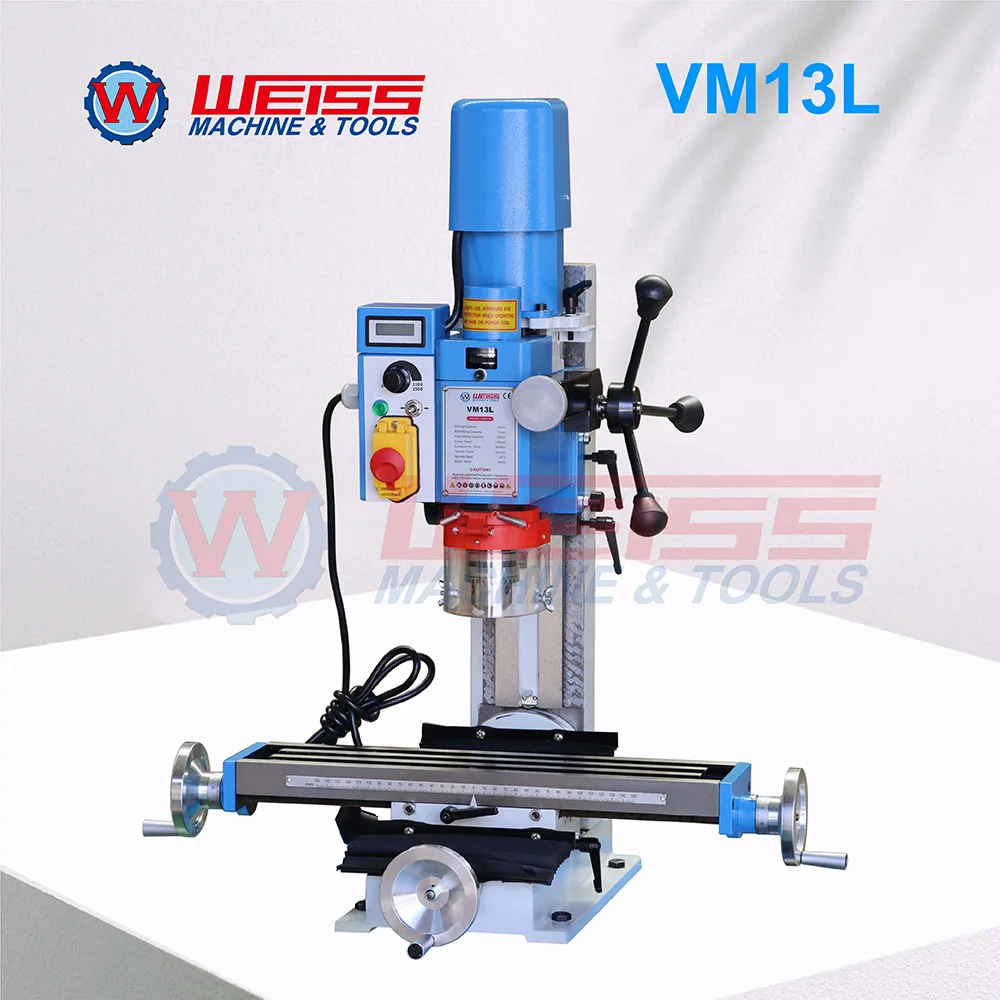 WEISS Milling Machine VM13L Benchtop Milling Drilling Machine Variable 100-2500rpm 750w Brushless Mill Drill