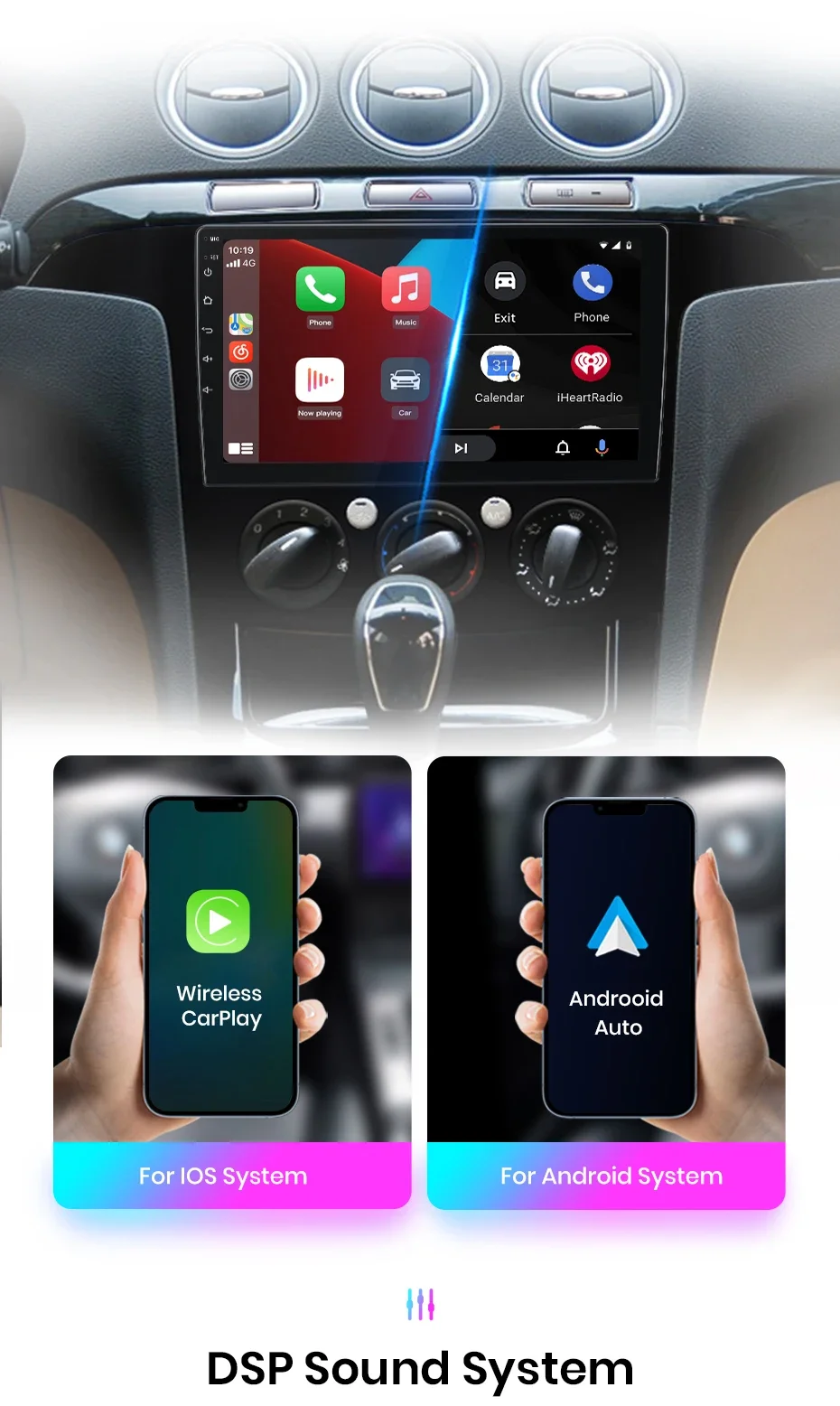 Junsun Wireless CarPlay Android Auto Radio Für Ford S-Max S max 2007-2015 Auto Intelligente Systeme RDS BT DSP 2 din autoradio – Detail 11