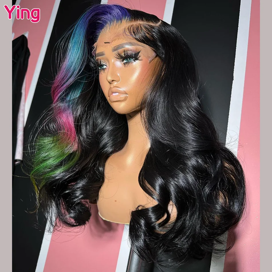 Ying Highlight Bleu With Pink Body Wave 5x5 Transparent Lace Wig 13x4 Lace Front Wig Human Hair 13x6 Lace Front Wig PrePlucked