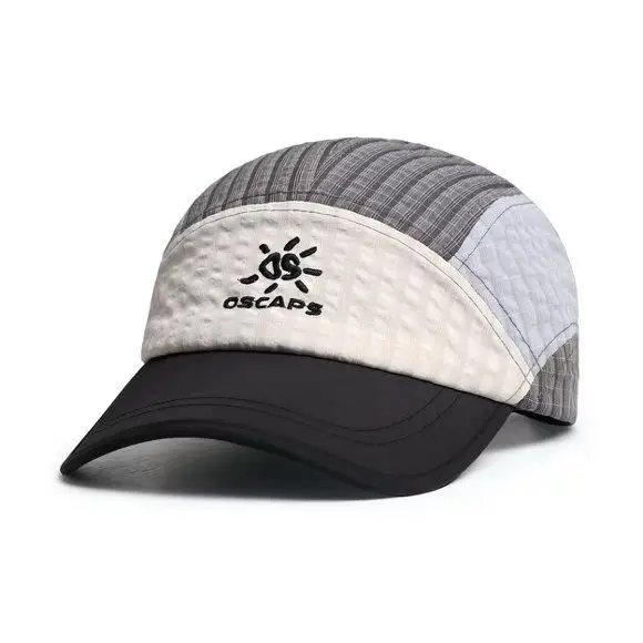 Plaid multi-color embroidered sun-letter five-piece baseball cap, retro street style, suitable for outdoor camping and hiking