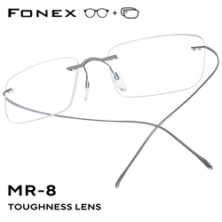 FONEX Progressive Prescription Glasses Custom Myopia Optical Lenses Eyewear Men Rimless Eyeglasses Women Titanium Frames 85634