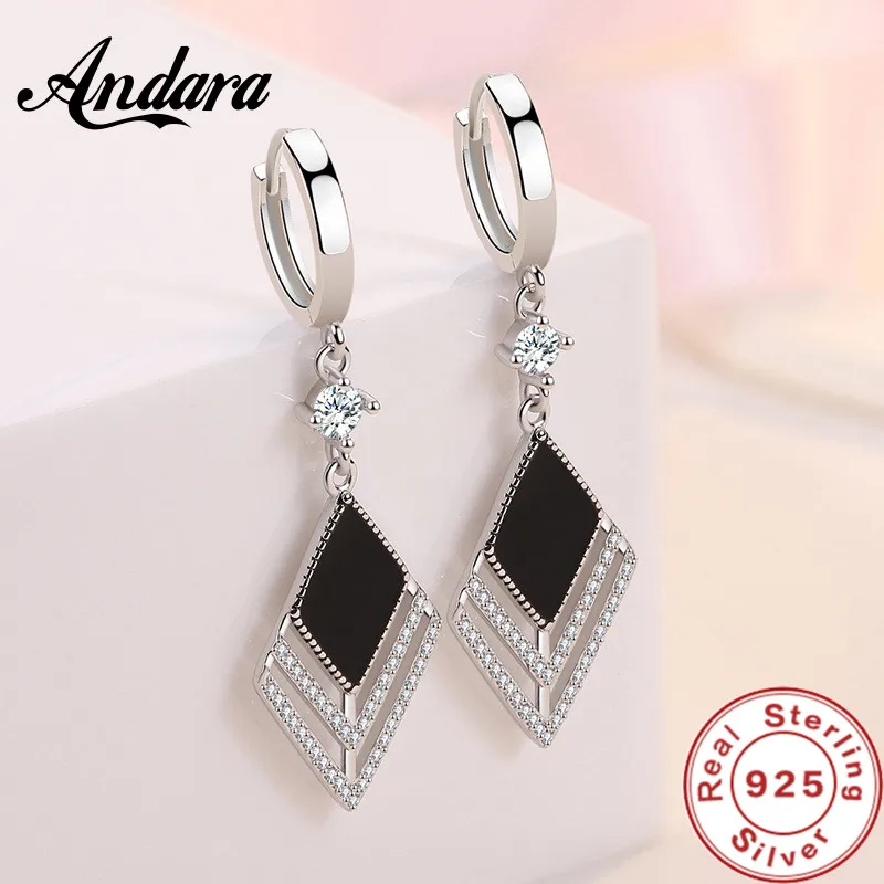 925 Sterling Silver Long Earrings Flow Retro Zircon Diamond Long Earrings Lady Fashion Jewelry Gift