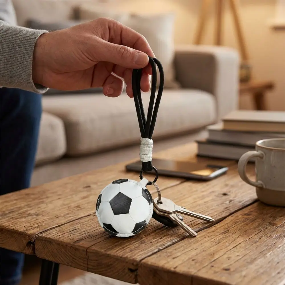 Cartoon Soccer Leather Keychain Sports Ornament PU Leather Sports Ball Keychain Wear-resistant Non-fading Bag Hanging Pendant