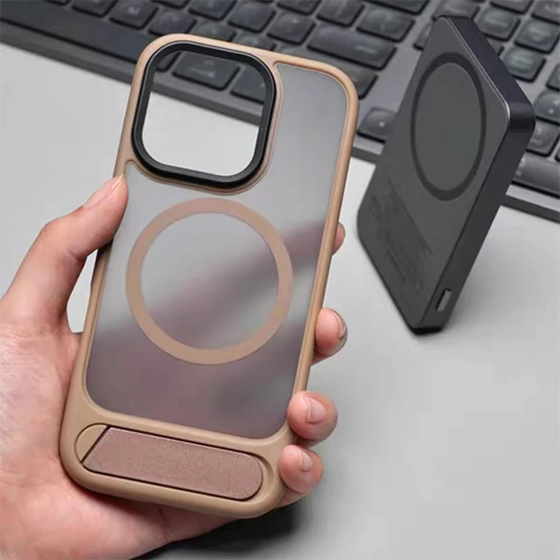 Niewidoczna składana podstawka do magnetycznego etui Magsafe dla iPhone 17 Pro Max 17Pro, matowa, przyjemna w dotyku, z obsługą bezprzewodowego ładowania, twarda obudowa. — zdjęcie produktu 6