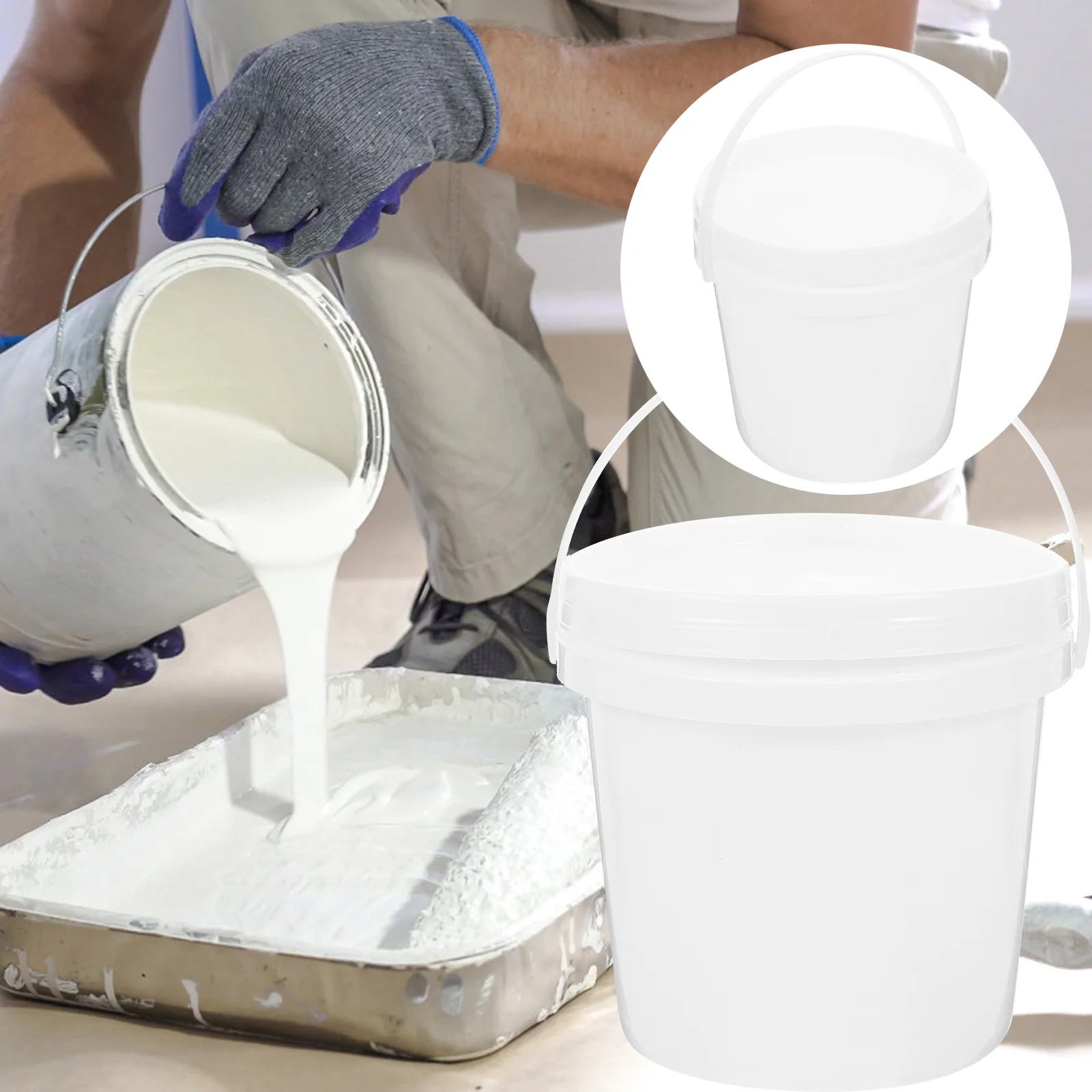 

Plastic Bucket With Handle Water Bucket Portable Lidded Bucket Wash Bucket 2L Food Storage Pail Containers Water