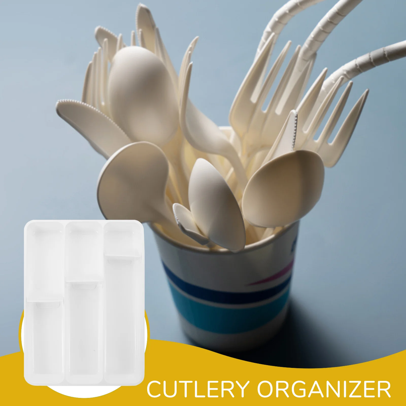 

Thickened Pp Cutlery Storage Box Multi-Compartment Utensil Organizer Kitchen Drawer Holder Healthy Material Silverware