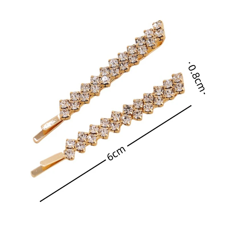 1 pair luxurious hair accessories rose gold color black shiny crystal hair clip barrette for girls women