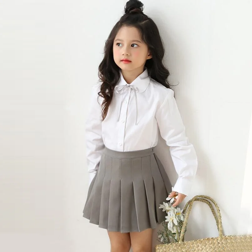 Blouse White Long Sleeve Toddler Teenage School Girls Turn-down Collar Spring Autumn Kids Tops Shirts for Girls Children Clothes