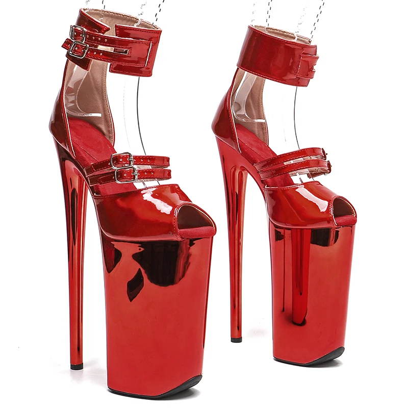 Leecabe  26CM/10inches Shiny PU Upper  sexy exotic High Heel platform party sandals stripper heel  Pole Dance shoes