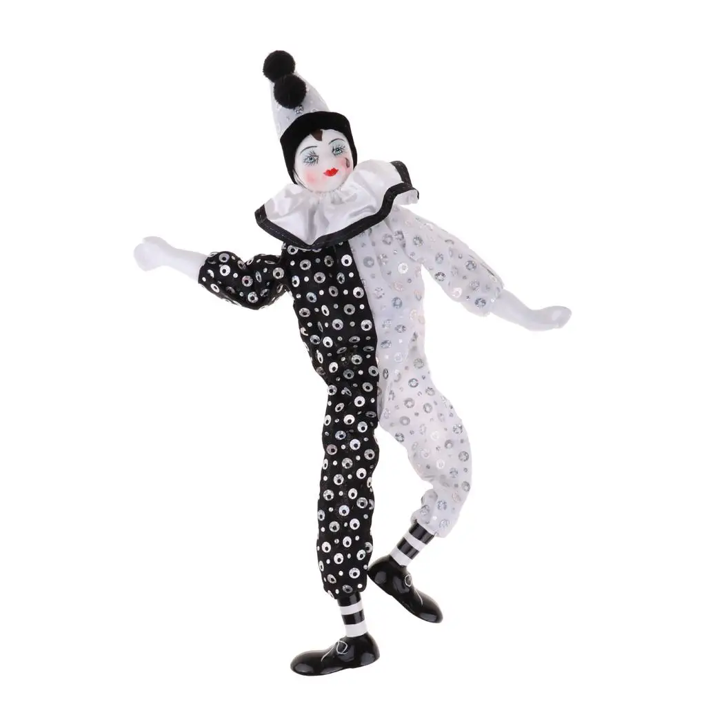 

15inch Porcelain Teardrop Clown Doll Wearing Outfits, Funny Harlequin Doll, Props, Halloween Decor