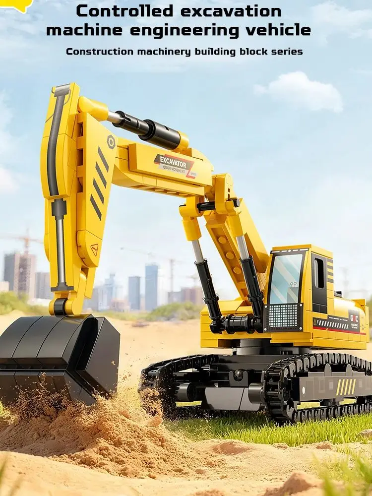 TOYLINX Techniek Voertuigbouw Bouwstenen RC Auto Graafmachine Kraan Bulldozer Speelgoed Bakstenen Kit Verjaardagscadeau voor jongens - afbeelding 2