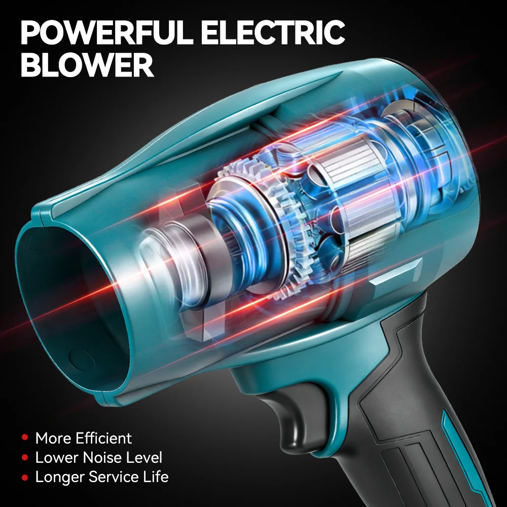 ONEVAN 350M/S Bürstenloser Elektrischer Turbo-Luftbläser Kabelloser Staubbläser Haushaltsreinigungsgerät für Makita 18V Akku – Detail 8