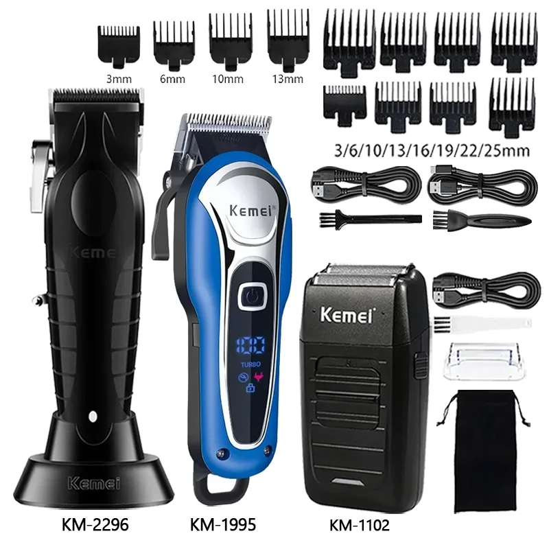 Tondeuse à cheveux Kemei KM-2296 KM-1995 KM-1102, machine de coupe professionnelle sans fil rechargeable pour barbier et toilettage