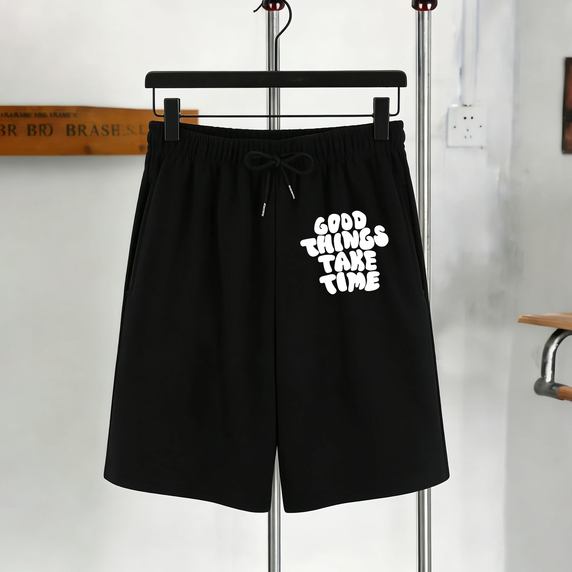 

Удобные повседневные брюки-карго Good Thing Take Time: модные шорты с коротким рукавом, универсальные спортивные штаны на шнурке, унисекс, мягкие черные уличные брюки