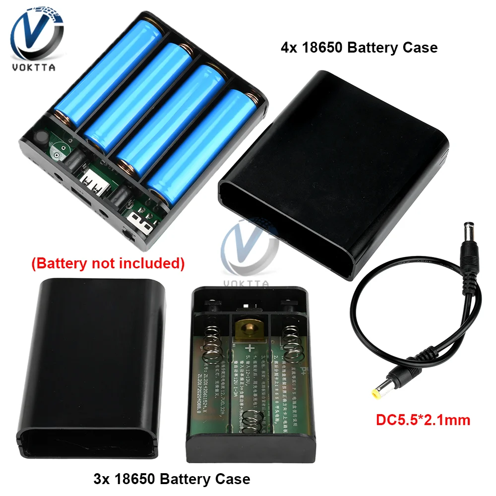 

DC 12V 16V DIY Power Bank Box 3/4-section 18650 Battery Case Welding Free Kit DC Holder For UPS Router Backup Power Supply