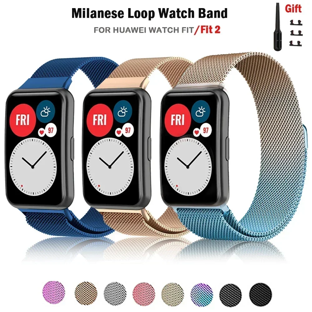 Milanese Band For Huawei Watch FIT 2 Strap smart Magnetic Loop stainless steel metal bracelet for Huawei Watch fit 2 Accessories image 2