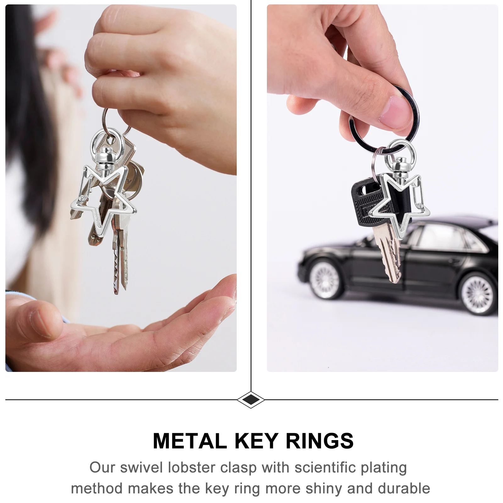 40 Pcs Star Keychain Shape Claw Swivel Clasp Jewelry Making Clasps Metal Rings Keyring Snap Hook Lobster Large Keychains