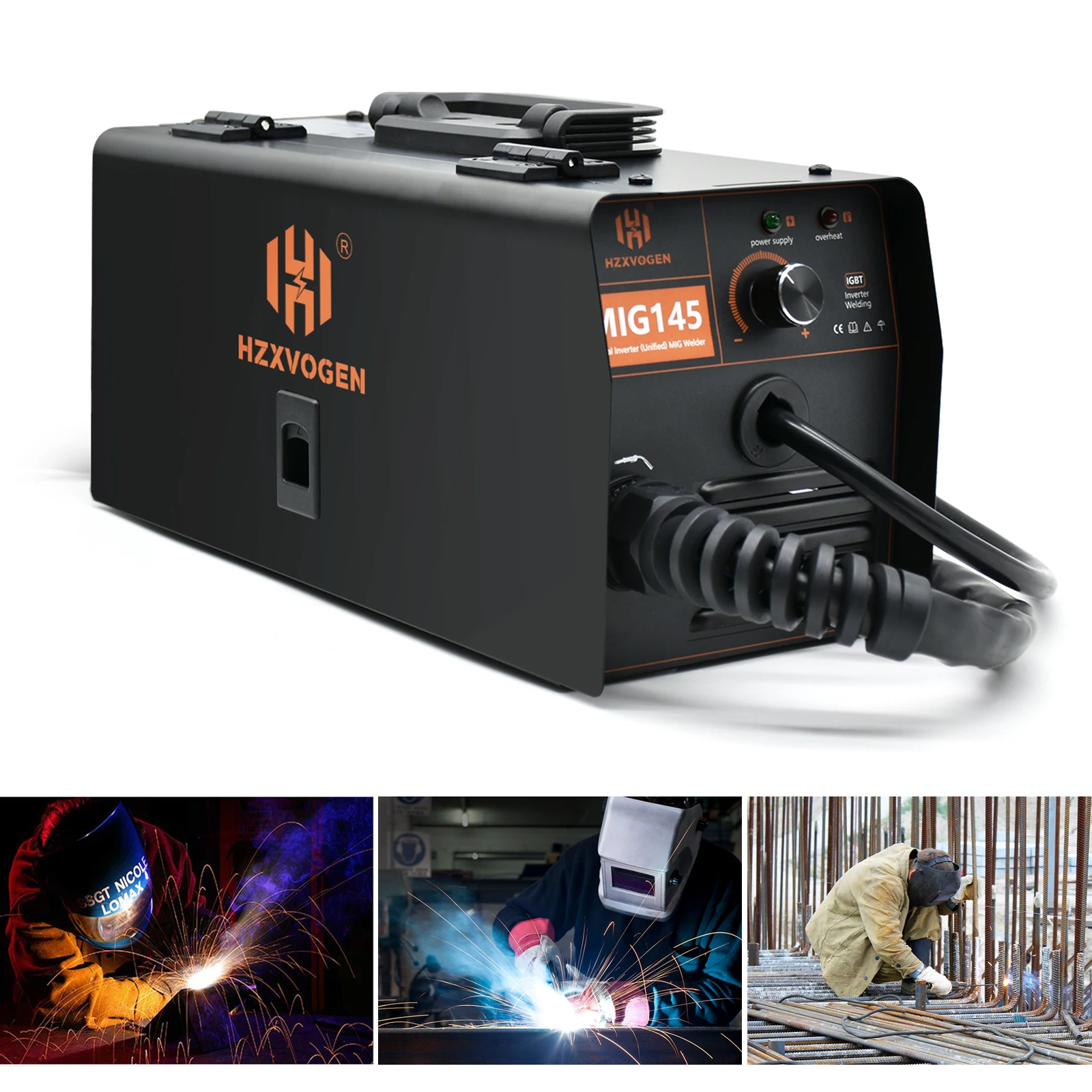 HZXVOGEN MIG145 220V MIG Welding Machine Mig Gasless Semi-automatic Welding Machine Iron Soldering Portable for Home Welder