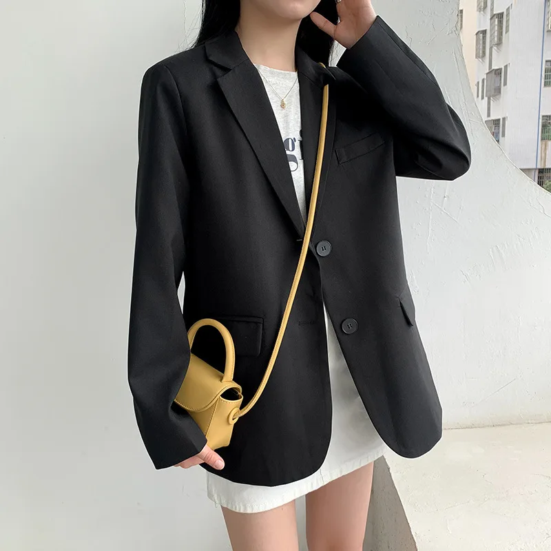 Women's Blazer Long Sleeve Loose Blazers Pockets Jackets Coat Office Lady Jacket Female Notched Tops Suit Blazer Femme Jackets