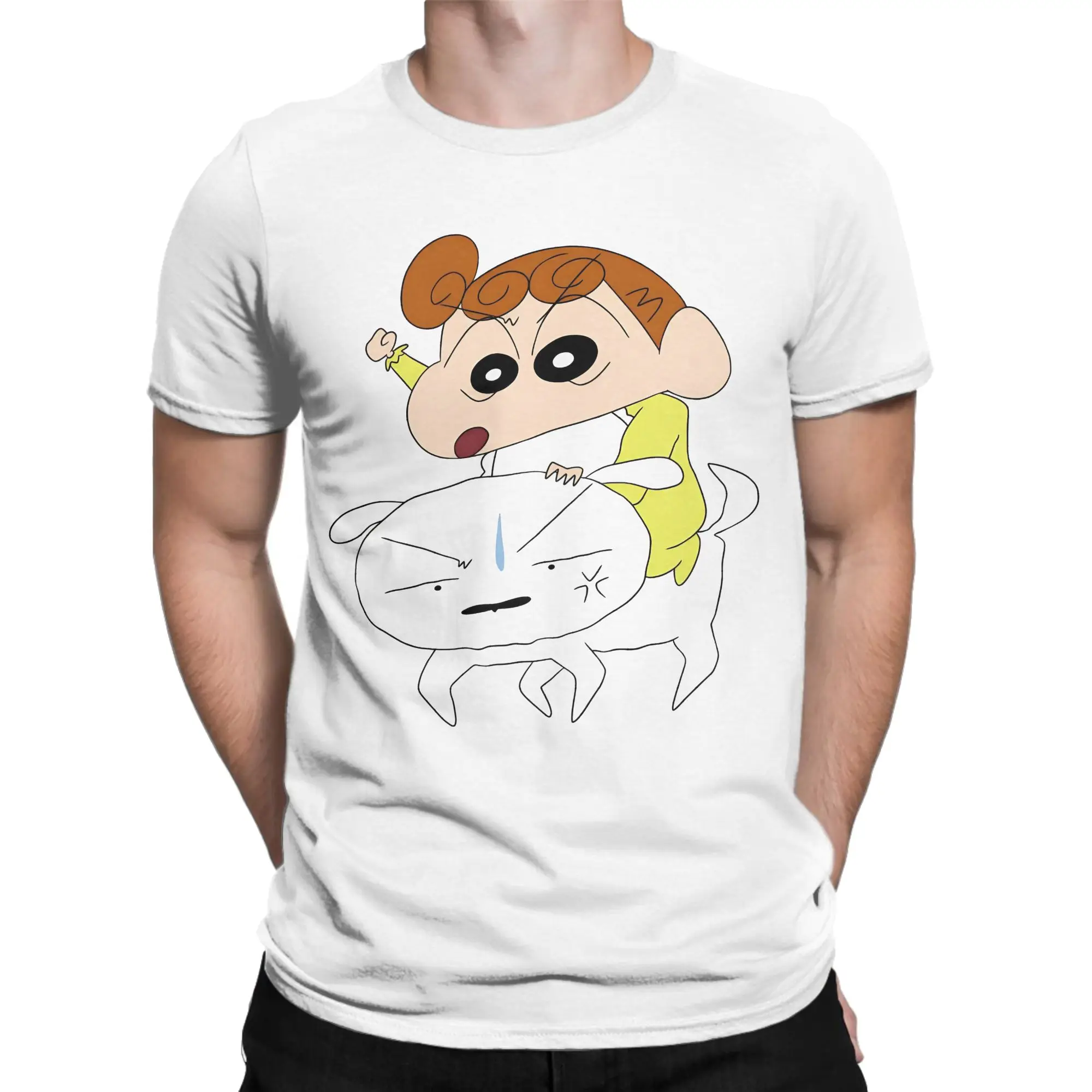 C-Crayon S-Shin-chans T Shirt Men Women's Cotton Vintage T-Shirt Crew Neck Hima‑chan Shiro Tees Short Sleeve Clothing