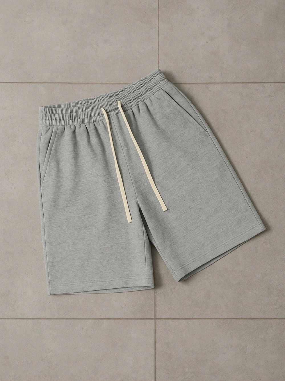 

Unisex casual shorts heavyweight knitted shorts skin-friendly soft and breathable fabric drawstring design shorts for men