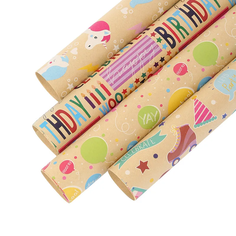 50x70cm Gift Wrapping Paper for Valentine\'s Day Birthday Party Craft Flat Folded Kraft Paper Various Design Pattern Paper