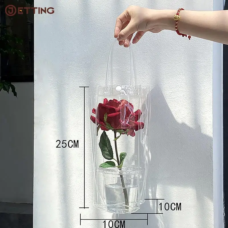 PVC Flower Bag Stall Flower Bag Transparent Tote Bag DIY Simple Cup Flower Single Flower Shop Packaging