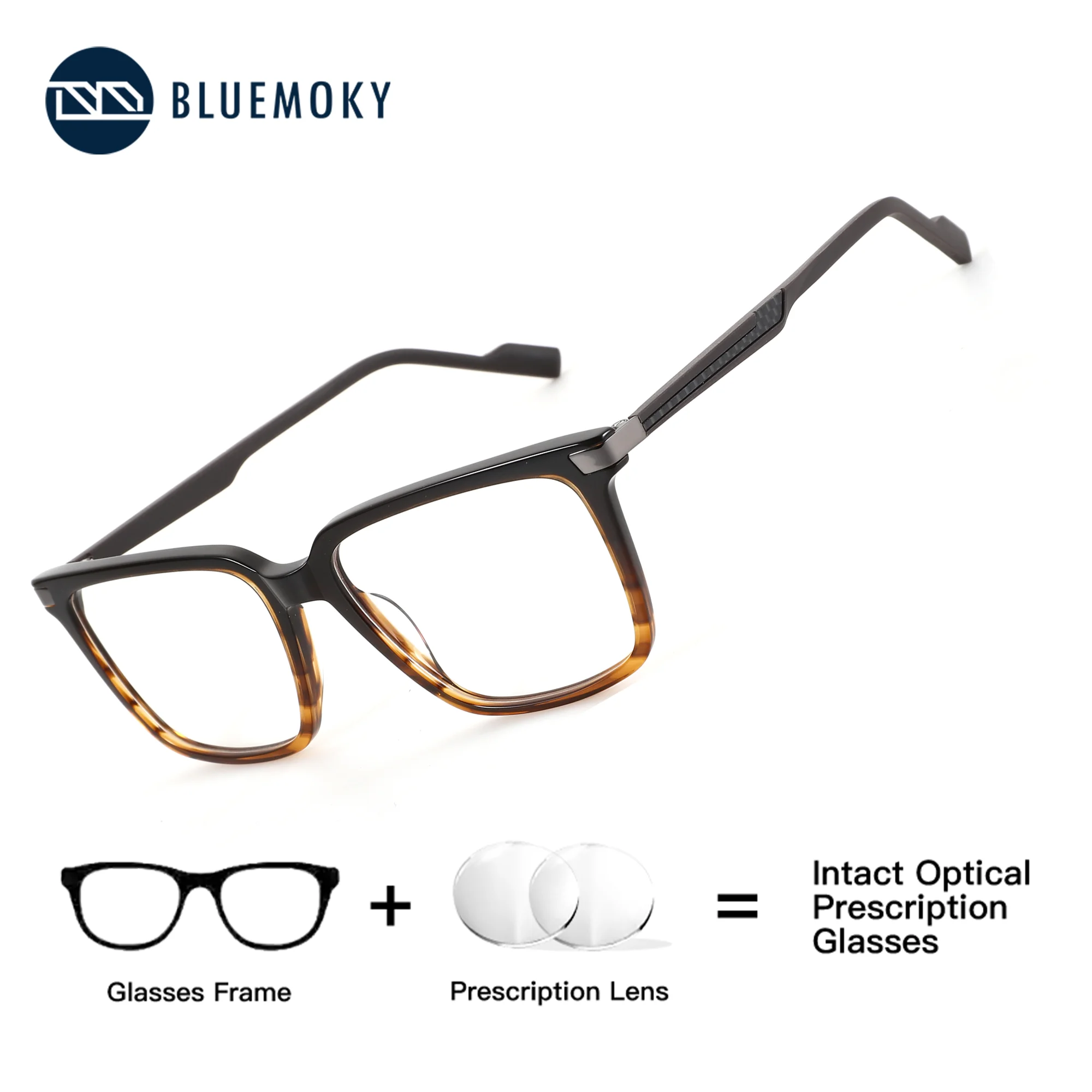 

BLUEMOKY Acetate Square Prescription Glasses Men Photochromic Anti Blue Light Myopia Reading Optical Eyeglasses