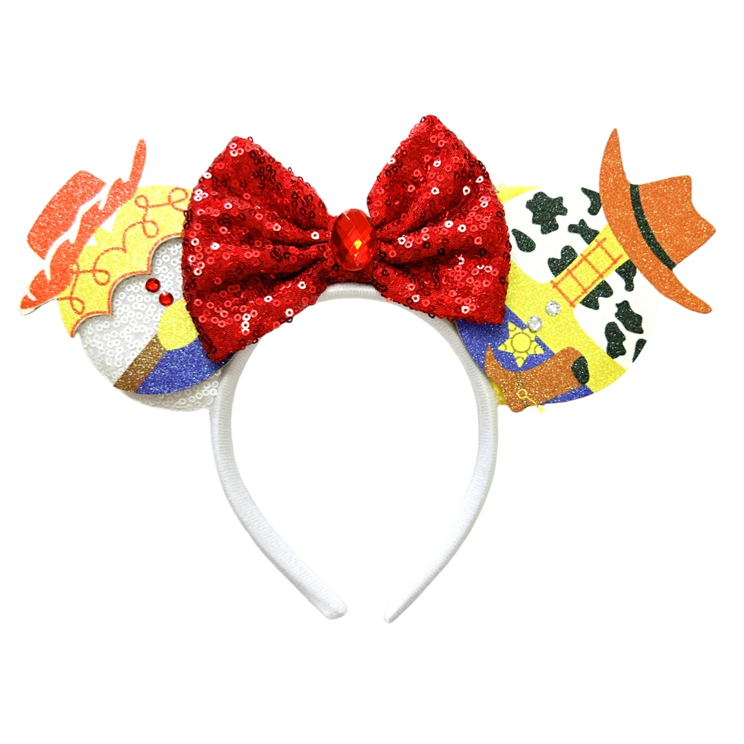 Anime Hair Band Kid Mickey Mouse Headband Woody Hair Accessories Women Bow Cowboy Hat Headwear Girl Buzz Lightyear Hairbands